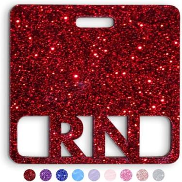 Imagem de Crachá RN Buddy Horizontal Cute Registered Nurse Badge Buddy Acrílico Amigo Tamanho Perfeito para Cartão de Crachá RN Padrão Colorido e Glitter RN Porta-crachá Amigo Amamentação (Purpurina Vermelha)