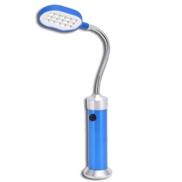 Imagem de Lâmpada magnética pescoço de ganso, lâmpada magnética 360° pescoço de ganso alto brilho LED luz de trabalho ao ar livre braço lâmpada de trabalho para pesca churrasco ciclismo (azul)