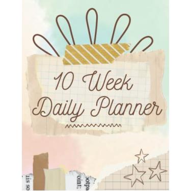 Imagem de Pink Scrapbook Style 10 week Daily Planner! 8.5 x 11 Paperback Ultra Matte Daily Planner, Weekly Meal Prep, Weekly Budget, Weekly Notes: 100 Page ... 2023-2024, Planners for back to school