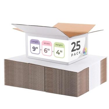 Imagem de Tapete Board Center, Caixas de Envio 22 x 15 x 10 polegadas para embalagem de correio, pacote com 25 caixas de papelão ondulado para pequenas empresas, branco