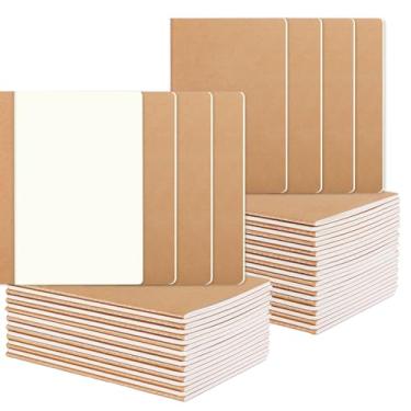 Imagem de zmybcpack Pacote com 48 cadernos Kraft a granel, caderno de esboço em branco tamanho A5 para viajantes, estudantes, escritório - caderno de composição - 21 x 14 cm, 64 páginas em branco/32 folhas