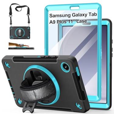 Imagem de Capa para Galaxy Tab A9 Plus 5G 2023: capa de TPU resistente para tablet Samsung A9+ 11 polegadas com suporte - alça - alça de ombro - suporte para caneta S - verde menta