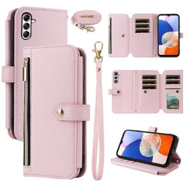 Imagem de Dswteny Capa carteira para Samsung Galaxy S24 Plus/S25 Plus S24+ S25+ 5G com alça de pulso, suporte para cartão de crédito, capa para celular para S24Plus 24S + S 24 24+ S25Plus 25S 25+ Rosa