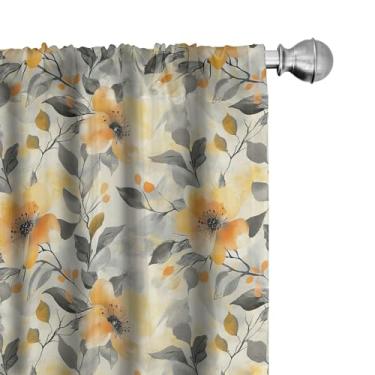 Imagem de Lunarable Cortinas florais, detalhes de aparência aquarelle, florida com aura, boho, botânica, primavera frondosa, tratamentos de janela, conjunto de 2 painéis para sala de estar, quarto, par de 71 cm