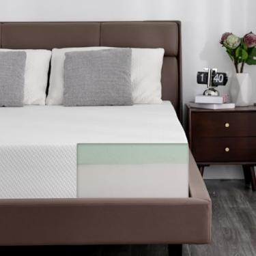Imagem de Colchão de espuma viscoelástica tamanho completo, colchão de 20 cm, colchão premium refrescante de chá verde/gel médio firme em uma caixa, colchão para cama de sono profundo feito nos EUA, colchões