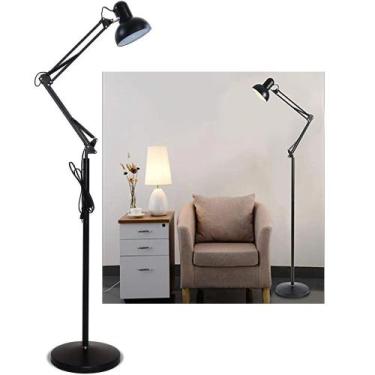 Imagem de Luminaria Abjaur Articulada Coluna Chao Metal Lustre Flexivel Quarto S