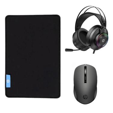Imagem de Kit Mouse Pad Speed Gamer + Mouse Óptico sem Fio + Headset 7.1 - HP