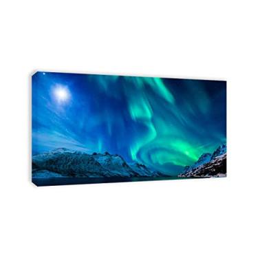 Imagem de Arte de parede em tela grande emoldurada Aurora Boreal Pictures-Impressão de pintura de paisagem em tela - Northern Lights Canvas Prints-Blu ray Snow Mountain Poster pronto para pendurar para
