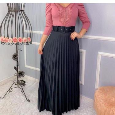 Imagem de Saia longa Plissada Moda Feminina Tendência Evangélica  - Nanda Fashio