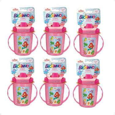 Imagem de Kit 6 Copo Infantil Com Alças/Bico 320ML 6 Meses Rosa - Nitron