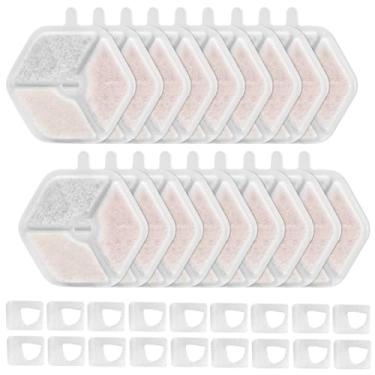 Imagem de Filtros de fonte de água para gatos de substituição para fonte de água sem fio de 4,5 L, filtros de fonte de água de gato de ação tripla (18 filtros + 18 esponjas)