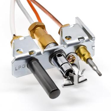 Imagem de Hipoilk Conjunto piloto de gás propano 446-511A para Heat-N-Glo, lareiras reais, SRV446-511A Peças de reposição para montagem piloto de lareira a gás com termopar, termopilha e tubulação piloto