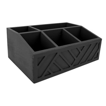 Imagem de Especiarias Organizador da Bolsa, Porta -Especiarias de Madeira Portador Com Divisórias para Cápsulas de café Copo de Papel Especiarias Bolsa de Armazenamento Contêiner de (Preto)