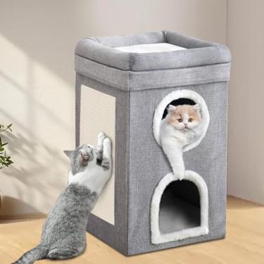 Imagem de Casa de Gato, Cama de Gato, Casinha para Gatos, Cama para Gatos com 3 Andares Dobrável, 40 * 40 * 62cm, Toca para Gatos, Dobrável e Fácil de Guardar