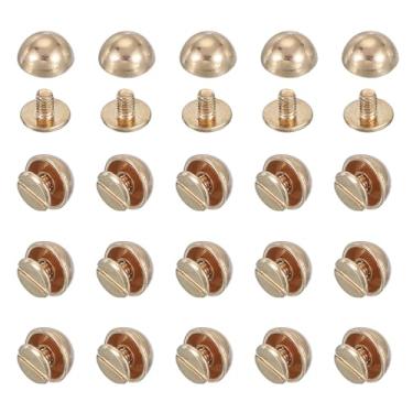 Imagem de PATIKIL Pregos de ponta de cúpula de 9,5 cm, 20 conjuntos de parafusos de cabeça redonda tipo cogumelo, rebites para roupas de couro, cintos de artesanato, bolsas de mão, ouro claro
