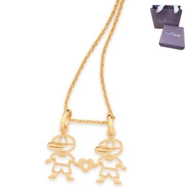 Imagem de Presente Mãe De 2 Meninos Colar + Pingente Rommanel Banhados A Ouro 18