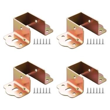 Imagem de YWJLQH Suportes de trilho de cama 4x, hardware de moldura da cama de metal U para conectar -se a madeira, cabeceiras e tábuas de pé, 32mm