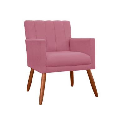 Imagem de Poltrona Cadeira Decorativa Para Sala Recepção Cecília Suede Rosa Barb