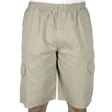Imagem de Bermuda Cargo Sarja Masculina com Elástico - R7, G1, Bege