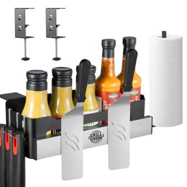 Imagem de Suporte magnético Blackstone, suporte de grelha para grelhar Blackstone 71 cm/91 cm, suporte para chapa Blackstone para economia de espaço, caixa organizadora de acessórios para churrasco Blackstone