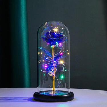Imagem de Luminária de Rosa com Cupula de Vidro Luzes De Led Roxa - GlobalUp 365