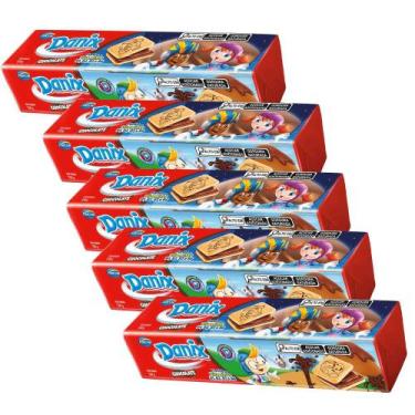 Imagem de Kit 5 Biscoito Recheado Danix Sabor Chocolate 130g