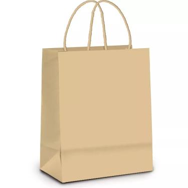 Imagem de Sacola de Papel Kraft para Presente M 26x19,5x9,5cm Cromus Reciclável