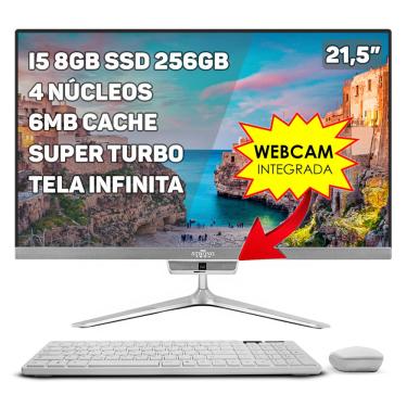 Imagem de Computador Completo All In One Intel Core i5 21,5 8GB ssd 256GB Webcam Teclado e Mouse Sem Fio Strong Tech