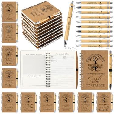 Imagem de Spakon 10 conjuntos de presentes cristãos para mulheres e homens, em massa com espiral, cadernos de oração, bloco de notas, versículo da Bíblia, escrituras religiosas, agenda diária, caderno