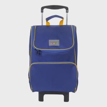 Imagem de Mala escolar Infantil G c/rodinhas - Azul médio e amarelo