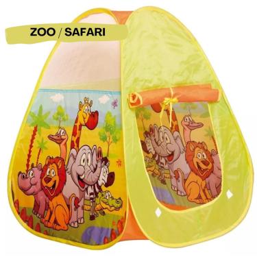 Imagem de Cabaninha Barraca Infantil Dobrável Tenda Cabana Safari Zoológico Casinha Temática