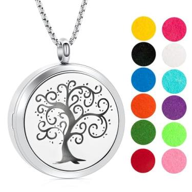 Imagem de Colar com medalhão de cremação e árvore da vida para mulheres e homens amados - joia de urna memorial, Aço inoxidável, Sem Pedra Preciosa