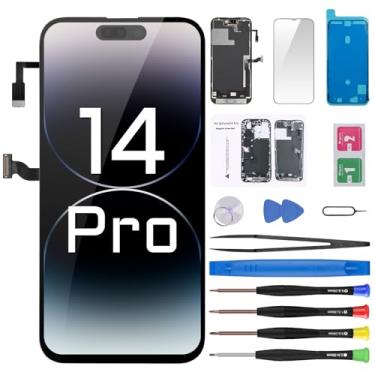 Imagem de Risidamoy Substituição de tela para iPhone 14 Pro com cabo flexível de fone de ouvido, sensor de proximidade, visor LCD sensível ao toque, digitalizador, conjunto completo com kits de ferramentas de