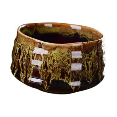 Imagem de ＫＬＫＣＭＳ Ceramic Matcha Tea Bowl Handcraft portátil Matcha Fazendo uma tigela tradicional de tigela de porcelana para amantes amigos, Verde