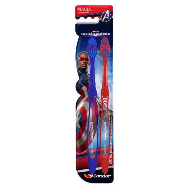 Imagem de Escova Dental Macia Capitão América Condor 2 Unidades