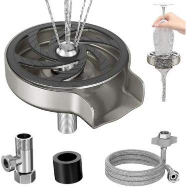 Imagem de ST.THOMAS SANITECH Lavador De Copos E Copos St.Thomas Para Pia De Cozinha, Lavador De Copos Premium Em Aço Inoxidável, Limpador De Copos Para Torneiras (Cinza Fosco)