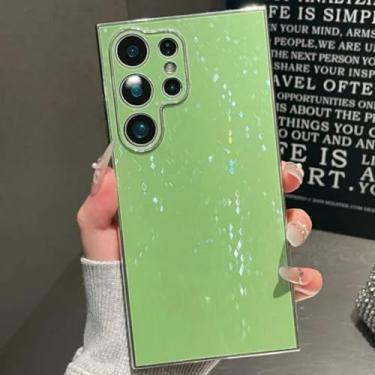 Imagem de MVVKKY Para Samsung Galaxy S24 Ultra Luxury Full Glitter Plating Case À Prova de Choque Bumper Brilhante Capa de PC Rígida (Para Samsung Galaxy S24 Ultra/Verde)