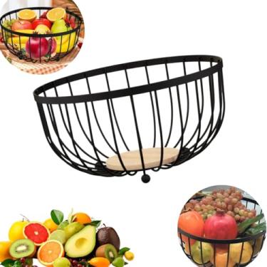 Imagem de Fruteira de Mesa Aramada Redonda Preta – Cesto de Frutas em Aço Inox Durável​