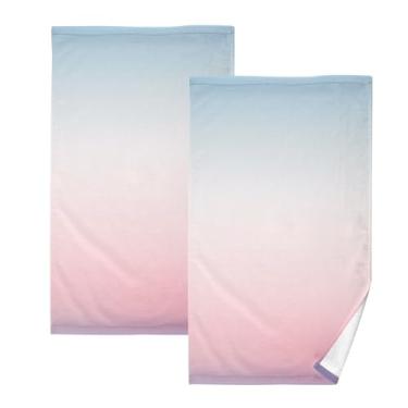 Imagem de Blush Horizon Gradient-25 Toalhas de banho de algodão 2 peças, toalhas de mão pequenas, toalhas de banho absorventes, toalhas de banho de secagem rápida, toalhas decorativas para banheiro, cozinha
