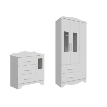 Imagem de Quarto Bebe Cômoda e Guarda Roupa Moveis Peroba Clara MDF 