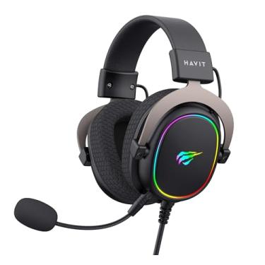 Imagem de Havit Fone de Ouvido 7.1 USB Gamer H2002R Iluminação RGB, Falante de 50 mm, Microfone Destacável, Headband Regulável, Earpads confortáveis