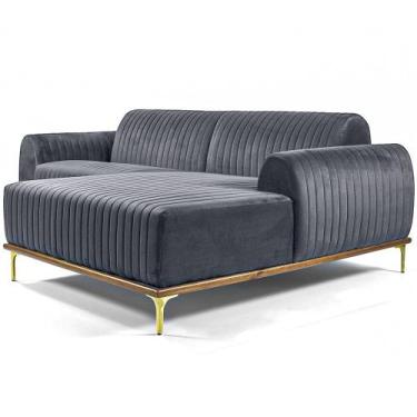 Imagem de Sofá Molino 3 Lugares 230cm Chaise Esquerdo Pés Gold Veludo Titânio - 