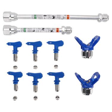 Imagem de Dicas do Pulverizador Sem Ar Conjunto de Pistolas de Tinta 211, 313, 319, 415, 517, 623 Bico Com 2 Assentos de Bico 2 Haste de Extensão Azul, Spray de Pulverização Sem Ar