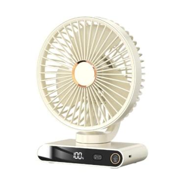 Imagem de Wswqop Ventilador de mesa portátil 5 velocidades ajustáveis ​​multifuncionais com fã de refrigeração pessoal da luz noturna para o verão interno de verão ao, Branco