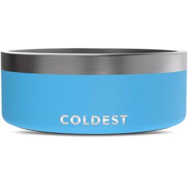 Imagem de Tigela The Coldest Dog – durável, antiderrapante, aço inoxidável, parede dupla, resistente com sola de borracha para cães, gatos, alimentação de animais de estimação (1,8 ml), azul celestial