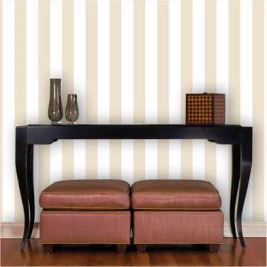 Imagem de Papel de Parede Vinil Autocolante Listrado Branco e Bege - Inove Papéi