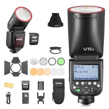 Imagem de Godox V1 Pro S versão EUA com kit difusor AKR1 flash externo SU-1 V1ProS TTL flash 2980mAh 76W bateria flash 1/8000s HSS 1.3s tempo de reciclagem 2,4G sem fio HSS 500 flash de potência total para Sony