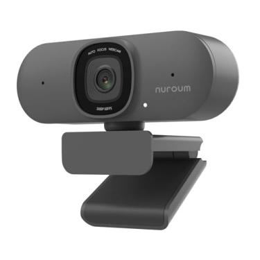Imagem de NUROUM Webcam V15AF 2K para PC, webcam HD de foco automático 1080p 60fps com microfone com cancelamento de ruído duplo, correção de luz e FOV de 75°, plugue e reprodução de câmera Web USB para zoom