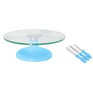 Imagem de Bailarina Giratória De Vidro Azul Resistente + 3 Espátulas - Chicky Fo