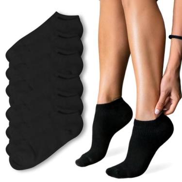 Imagem de Kit 6 Meias Soquetes Curtas Feminina Cano Baixo Branca Preta - Rupee, 